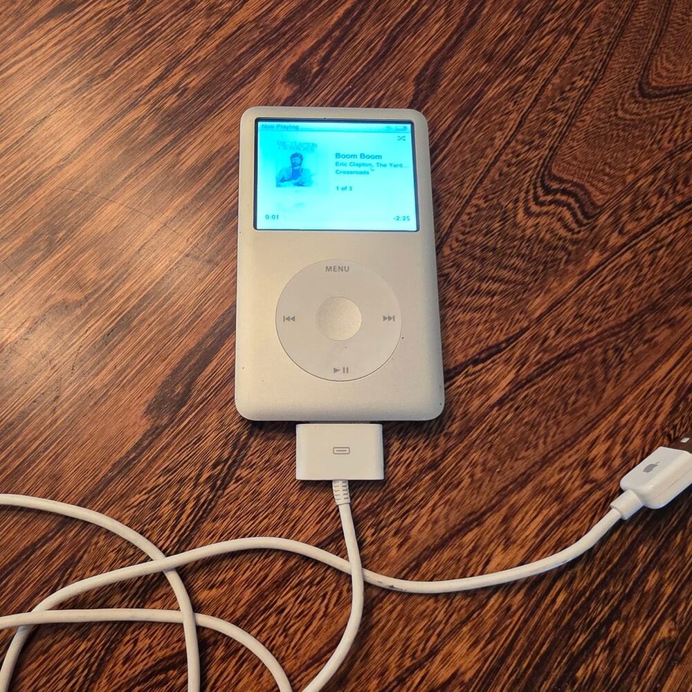iPod Classic 6th Gen 80 GB Click Wheel Silver A1238 Video with cord TESTED